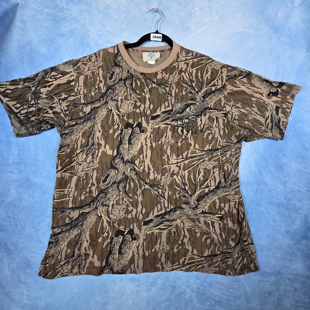 Vintage 90s Mossy Oak Bottomland Camo T Shirt Single Stitch XXL Made in USA